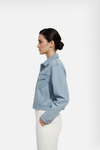 Ice Blue - Cropped Denim Jacket