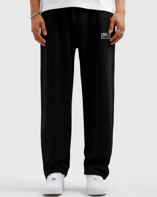 Black Straight- leg Pleated Trouser