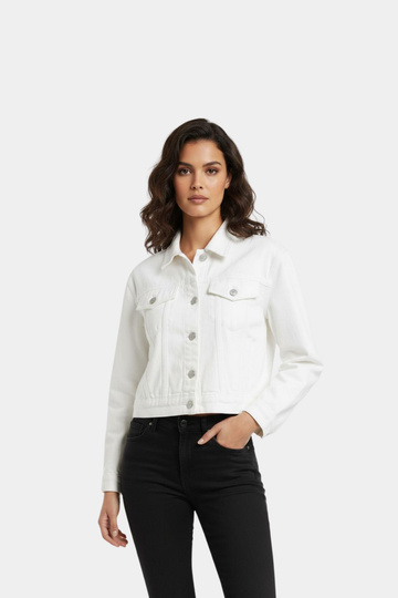White - Cropped Denim Jacket