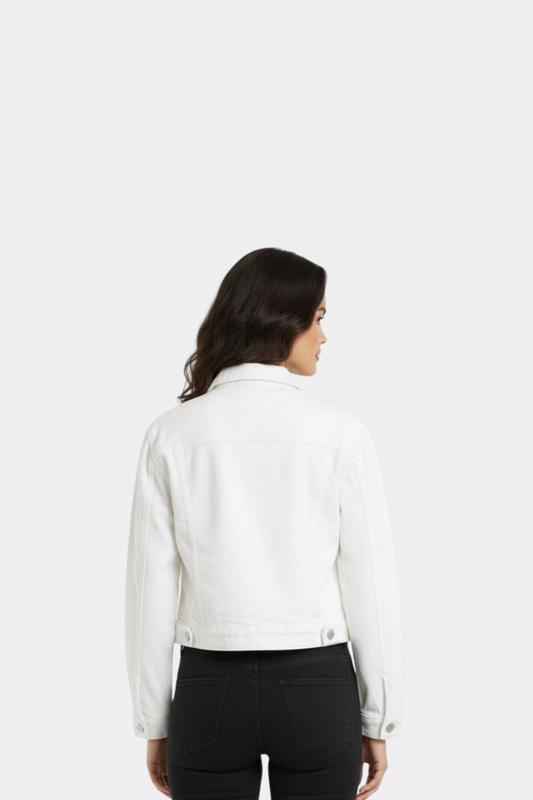 White - Cropped Denim Jacket