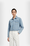 Ice Blue - Cropped Denim Jacket