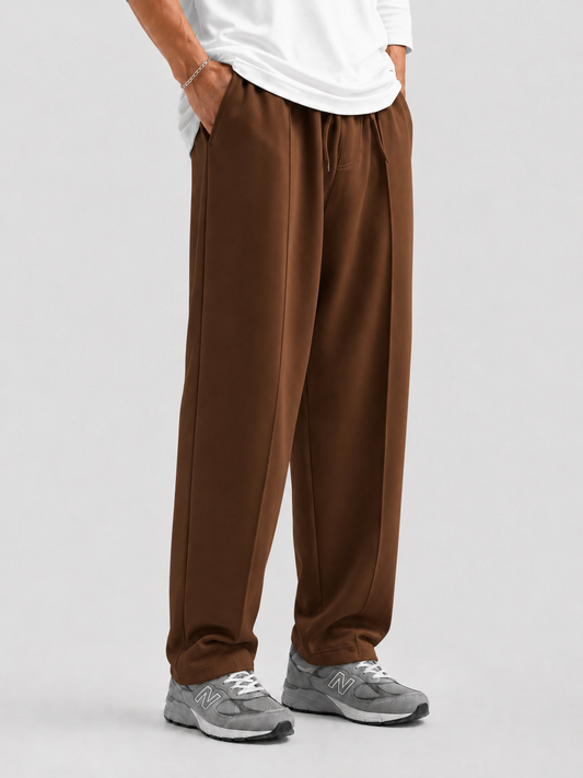 Basic Straight- leg Pleated Trouser