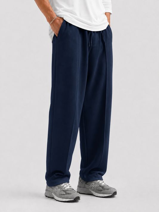 Basic Straight- leg Pleated Trouser