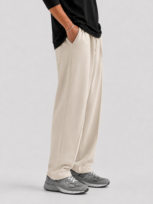 Basic Straight- leg Pleated Trouser