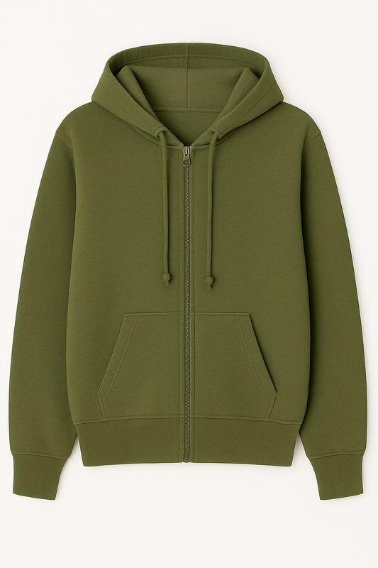 Olive green - Zipper Hoodie