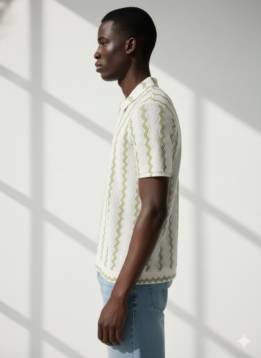 Green zigzag knitted polo