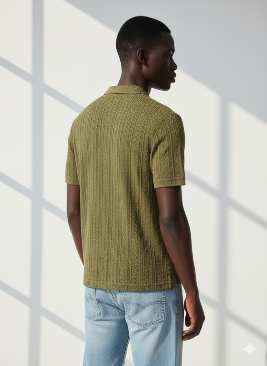 Olive knitted polo