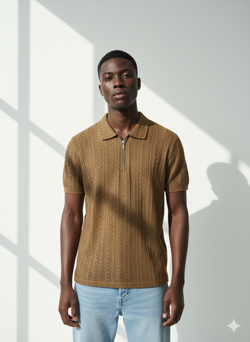 Brown knitted polo