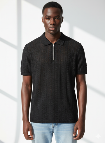 Black knitted polo