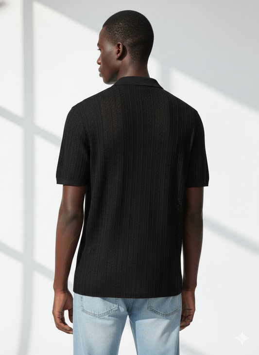 Black knitted polo