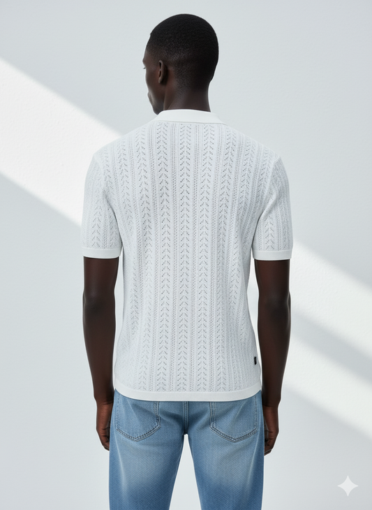 White knitted polo